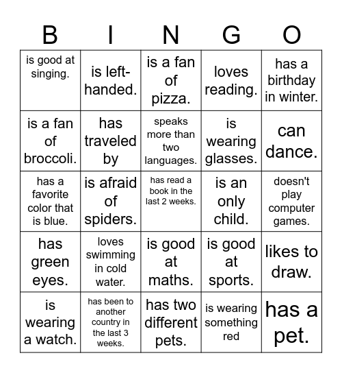 Find Someone Who... Bingo Card