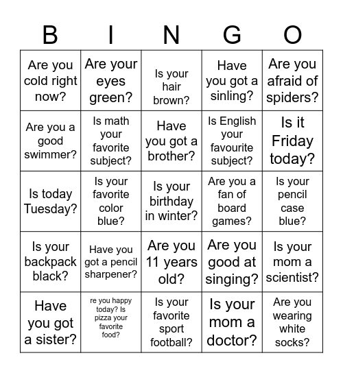 Human Bingo Card