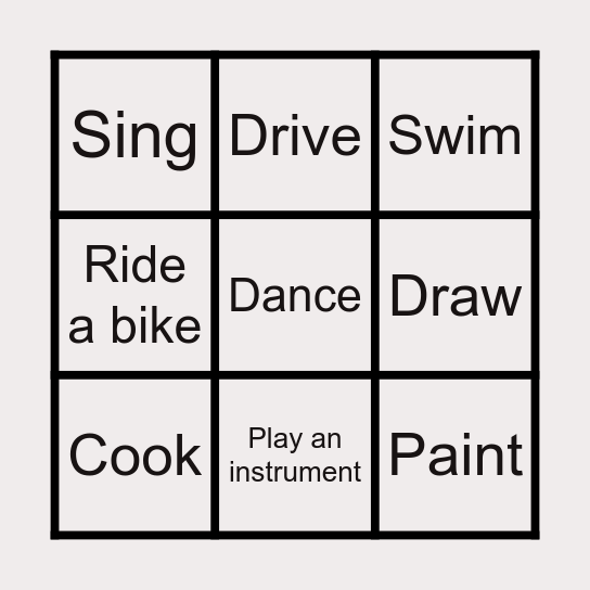 ABILITIES Bingo Card