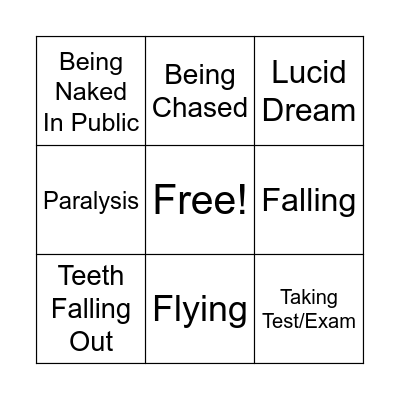 Dreams Bingo Card