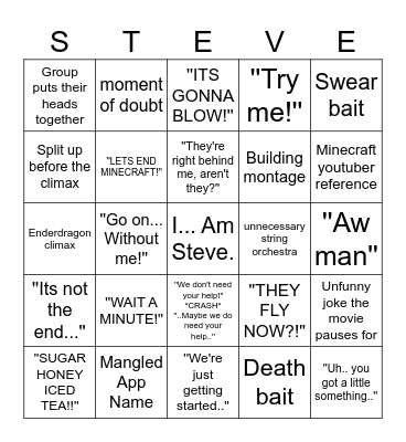 Minecraft Movie Bingo 1 Bingo Card