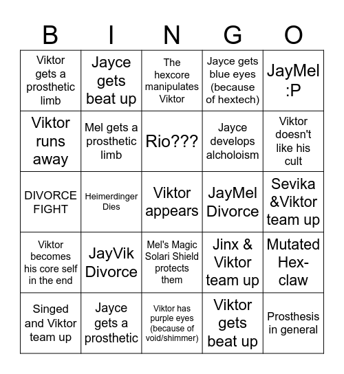 Lee's Arcane Pre-Vik-Tions Bingo Card