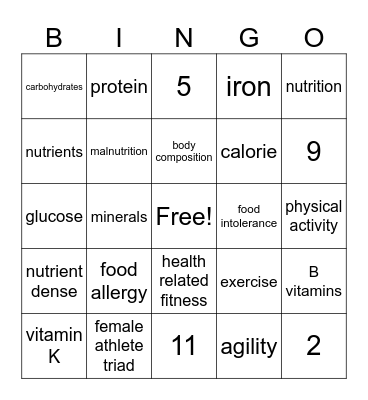 Health Bingo Card