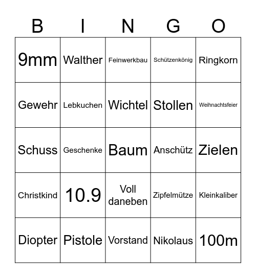 Weihnachtsfeier Bingo Card