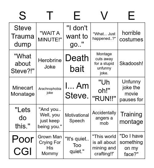 Minecraft Movie Bingo 1 Bingo Card