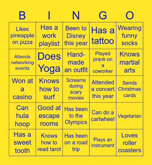 English Bingo Card