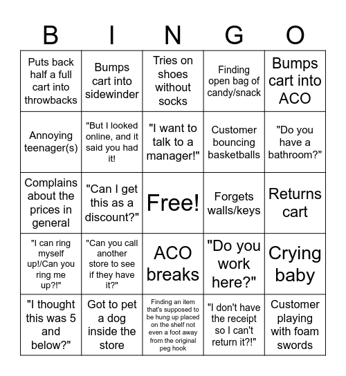 FIVE BELOW BINGO Card