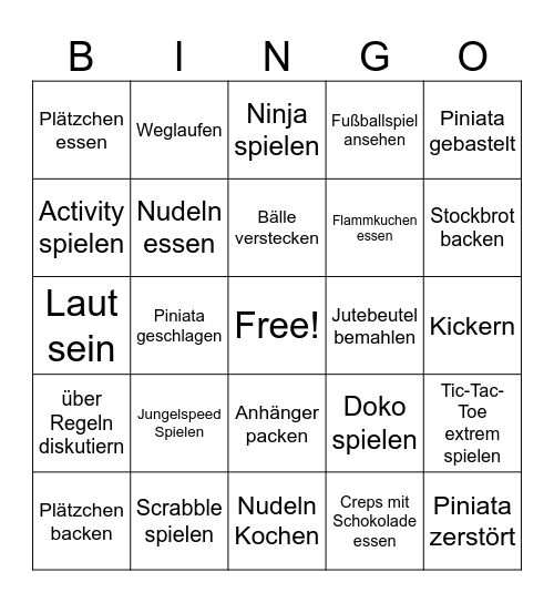 Das Jahr der Jungpfadfinder Bingo Card