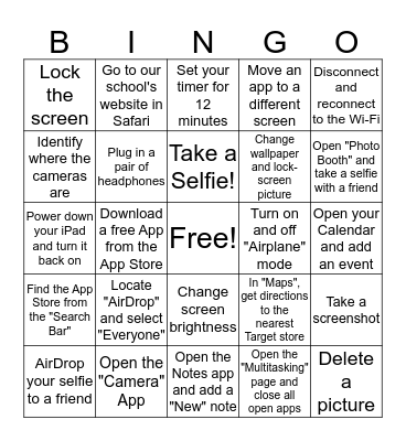 Get To Know Your iPad Bingo Card