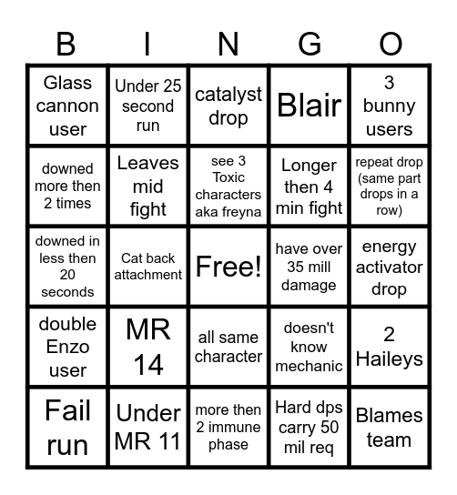 TFD Bingo Card