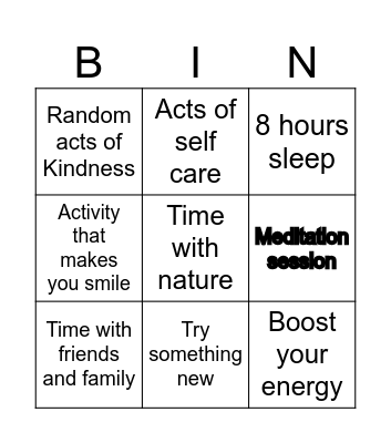 AABA Wellbeing Bingo Card