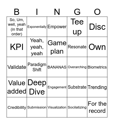 Bullshit Bingo! Bingo Card