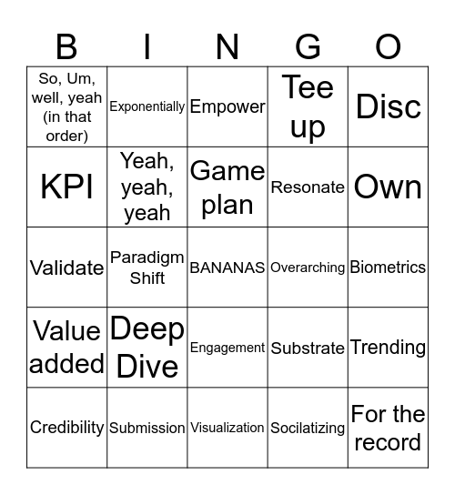 Bullshit Bingo! Bingo Card