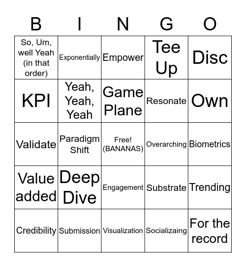 Super fun fun Bingo Game! Bingo Card