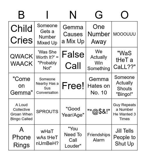 Bingo Bingo Card