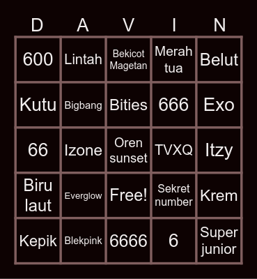 Wanjon bingonjayy Bingo Card