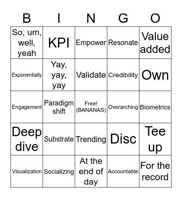 Super fun fun Bingo Game! Bingo Card