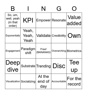 Super fun fun Bingo Game! Bingo Card