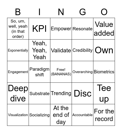 Super fun fun Bingo Game! Bingo Card