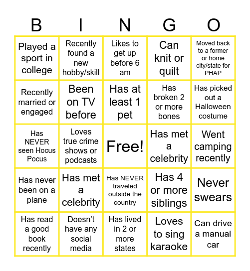 Virtual Icebreaker Bingo Card