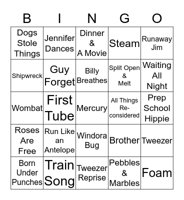 Toby's Shafty BINGO Card Bingo Card