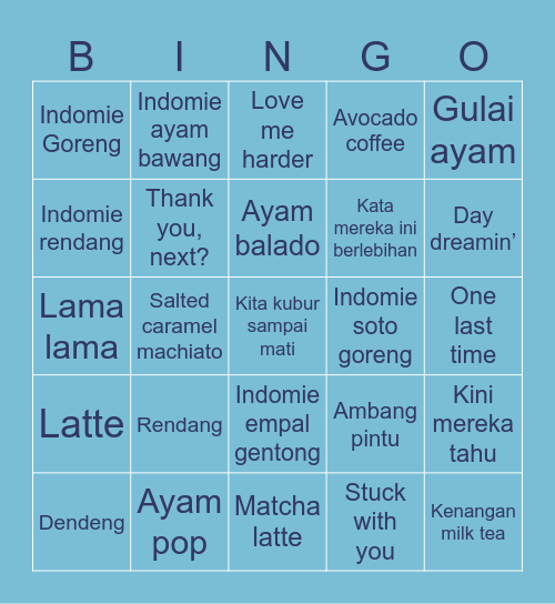 Punya Kalis Bingo Card