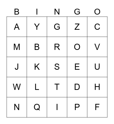 Alphabet Bingo Card