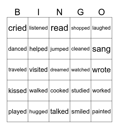 Tense Bingo Card