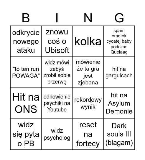 Tamczi strean Bingo Card