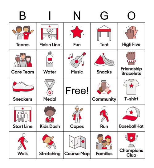 Race For Every Child BINGO Card