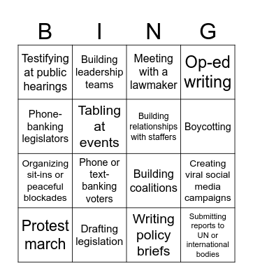 TOT! Freedom House Bingo Card