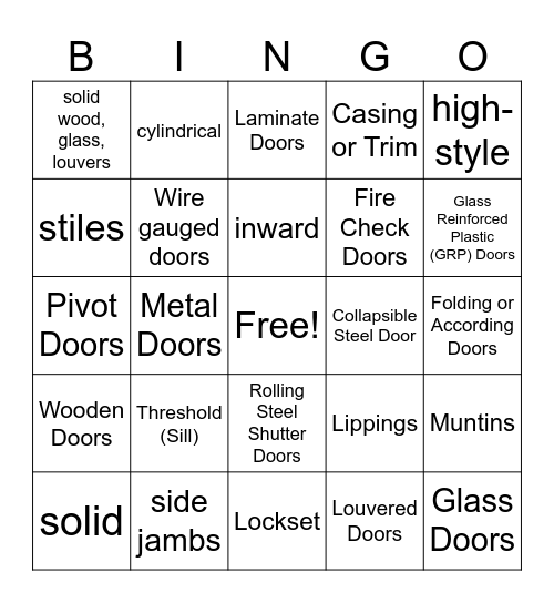 Doors Bingo Card