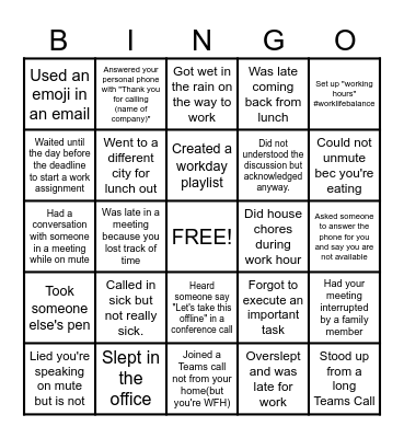 OFFICE Bingo Card