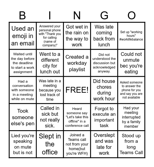 OFFICE Bingo Card