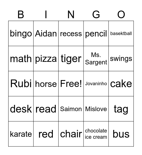 Ralph's Bingo Card