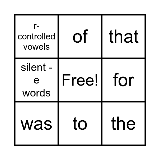 Reading Ready Bingo Card