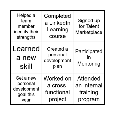 Learning & Development Bingo Card