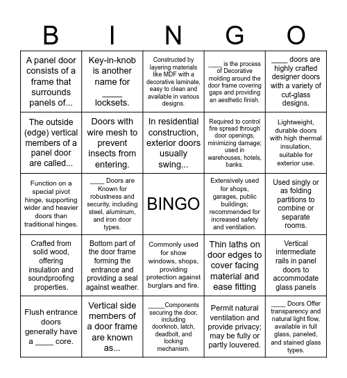 DOORS Bingo Card