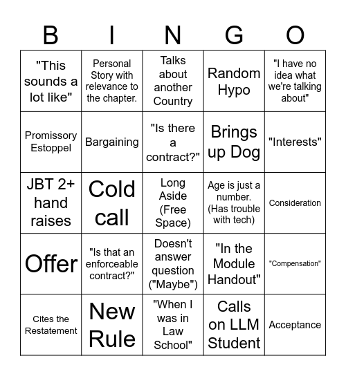 Linarelli Bingo Card