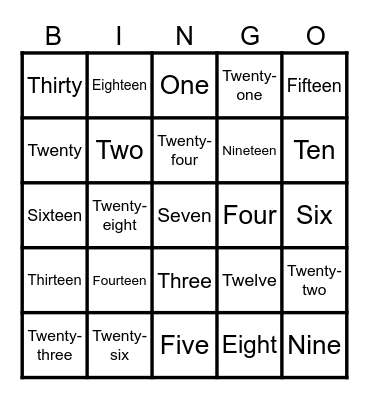 Test Bingo Card