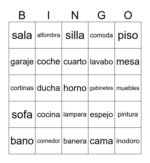 La Casa Bingo Card