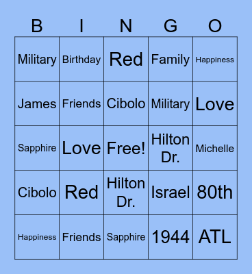 Birthday Bingo Card