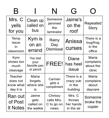 OFFICE Bingo Card