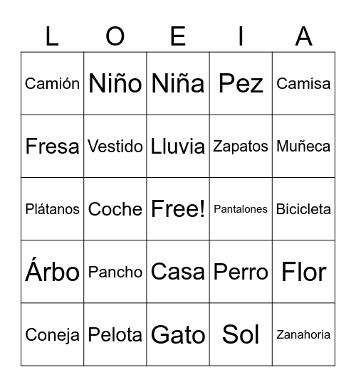 Loteria Bingo Card