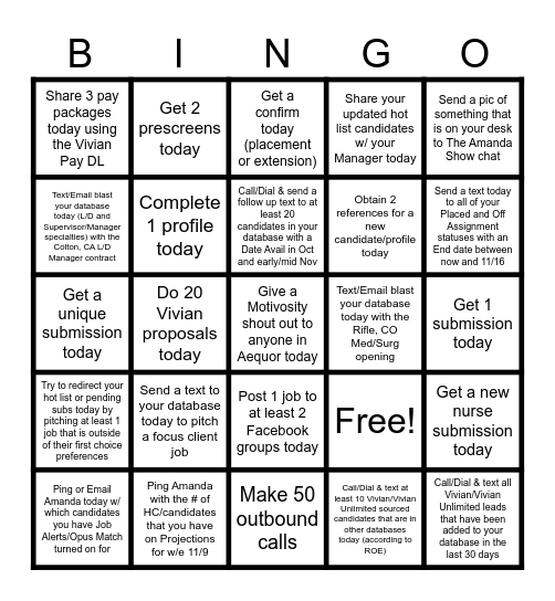 The Amanda Show BINGO 9.26.24 Bingo Card