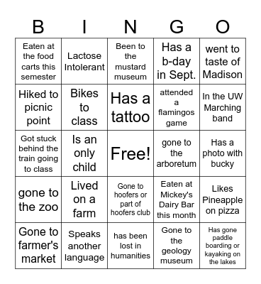 UW-Madison Bingo Card