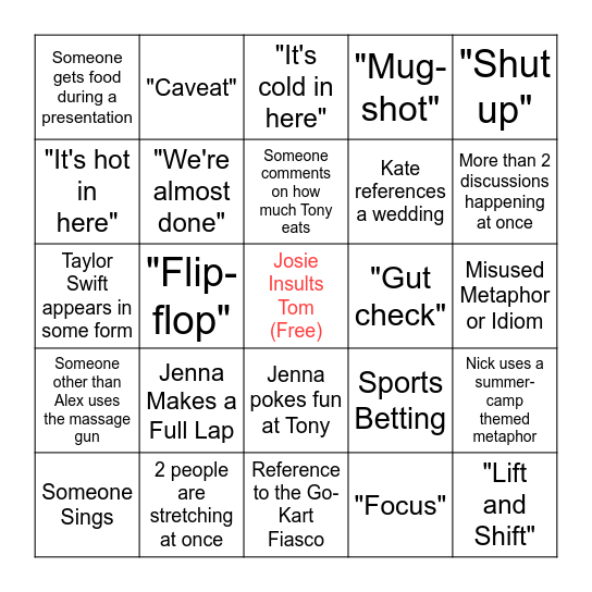 Talent Review 2: Electric Boogaloo Bingo Card