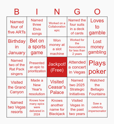 Epic Vegas Celebration Bingo Card