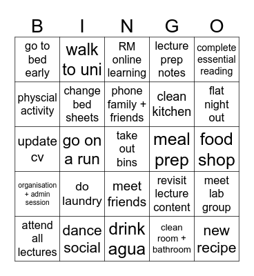 productivity bingo Card