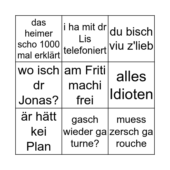 Manca Bingo Card